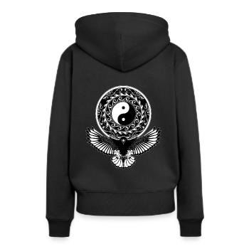 Yin Yang Adler - Frauen Premium Bio Hoodie - Schwarz - Hinten - Julia (174cm)