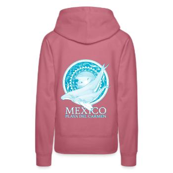 Buckelwale Playa del Carmen - Frauen Premium Bio Hoodie - Malve - Hinten - Isabella (175cm)