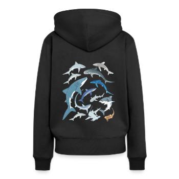 Tigerhai Blauhai Walhai Haiarten - Frauen Premium Bio Hoodie - Schwarz - Hinten - Julia (174cm)