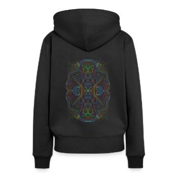 Geometrie Mandala - Frauen Premium Bio Hoodie - Schwarz - Hinten - Julia (174cm)