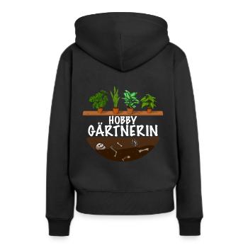 Hobby Gärtnerin - Frauen Premium Bio Hoodie - Schwarz - Hinten - Julia (174cm)