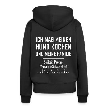 Satzzeichen - Frauen Premium Bio Hoodie - Schwarz - Hinten - Julia (174cm)