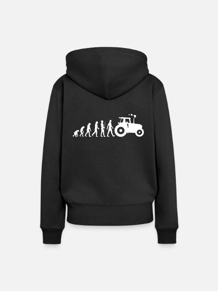 Traktor - Evolution - Trekker - Bauer - Frauen Premium Bio Hoodie - Schwarz