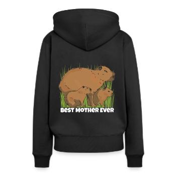 Capybara Fête des mères Meilleure maman - Sweat à capuche Premium bio Femme - noir - Dos - Julia (174cm)