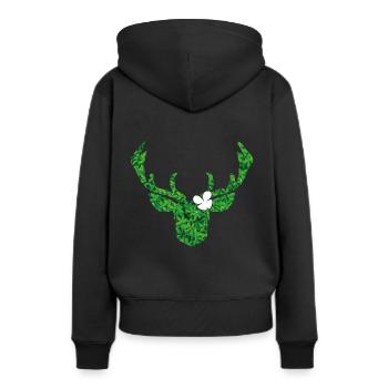 Cerf avec fleur en blanc pour le costume moderne - Sweat à capuche Premium bio Femme - noir - Dos - Julia (174cm)
