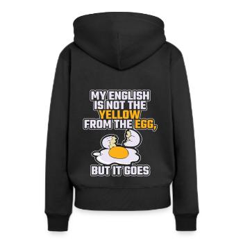 Lustiger Denglisch Spruch Denglisch Sprüche - Frauen Premium Bio Hoodie - Schwarz - Hinten - Julia (174cm)