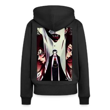 Manga Vampire Dracula Monstre Halloween - Sweat à capuche Premium bio Femme - noir - Dos - Julia (174cm)