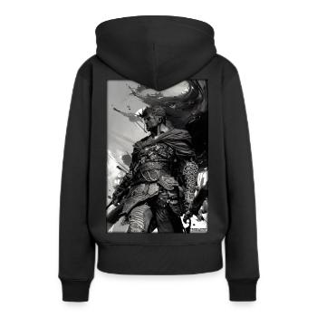 Warrior Sword Vintage Noir Blanc 3 - Sweat à capuche Premium bio Femme - noir - Dos - Julia (174cm)