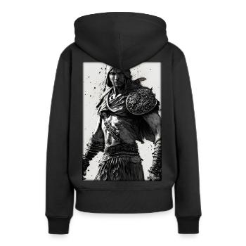 Warrior Sword Vintage Noir Blanc 1 - Sweat à capuche Premium bio Femme - noir - Dos - Julia (174cm)