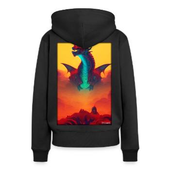 Drache Kreatur Fantasie - Frauen Premium Bio Hoodie - Schwarz - Hinten - Julia (174cm)