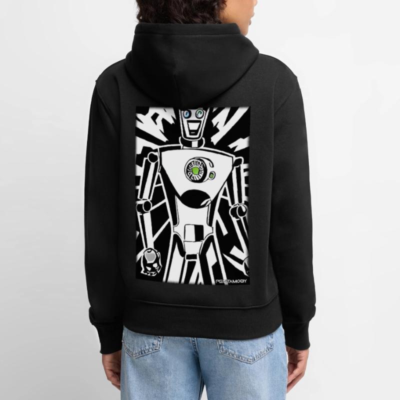 Robot Comic Future Cyborg Machine Technology Sweat à capuche Premium bio Femme