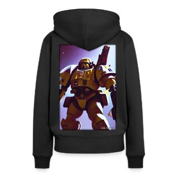 Kampfbot Roboter Supersoldat Maschine Krieger - Frauen Premium Bio Hoodie - Schwarz - Hinten - Julia (174cm)