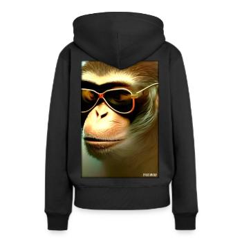 Affe Sonnenbrille Wildtier Affenkopf Tierwelt Zoo - Frauen Premium Bio Hoodie - Schwarz - Hinten - Julia (174cm)