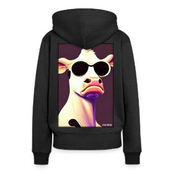 Kuh Sonnenbrille Tierwelt Bauernhof Milchkuh - Frauen Premium Bio Hoodie - Schwarz - Hinten - Julia (174cm)