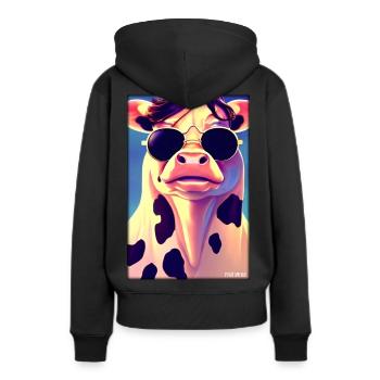 Kuh Sonnenbrille Tierwelt Bauernhof Milchkuh - Frauen Premium Bio Hoodie - Schwarz - Hinten - Julia (174cm)