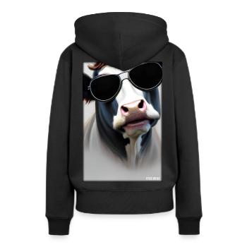 Kuh Sonnenbrille Tierwelt Bauernhof Milchkuh - Frauen Premium Bio Hoodie - Schwarz - Hinten - Julia (174cm)