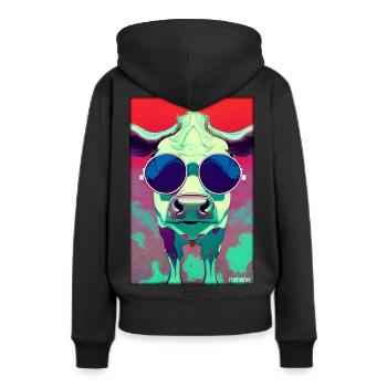 Kuh Sonnenbrille Tierwelt Bauernhof Milchkuh - Frauen Premium Bio Hoodie - Schwarz - Hinten - Julia (174cm)
