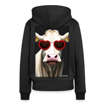 Kuh Sonnenbrille Tierwelt Bauernhof Milchkuh - Frauen Premium Bio Hoodie - Schwarz - Hinten - Julia (174cm)