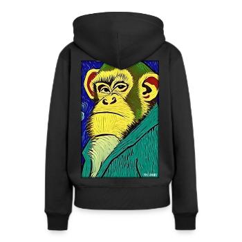 Singe Faune Tête de singe Zoo Animaux de safari - Sweat à capuche Premium bio Femme - noir - Dos - Julia (174cm)