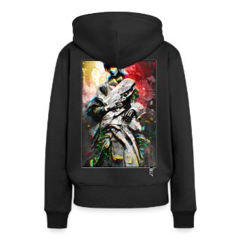 GEISHA FREQUENCY - by ArtBirdy - Frauen Premium Bio Hoodie - Schwarz - Hinten - Julia (174cm)