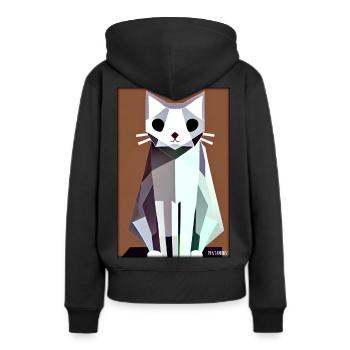 Katze Kater Polygon Tier Stubentiger Haustier - Frauen Premium Bio Hoodie - Schwarz - Hinten - Julia (174cm)