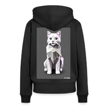Katze Kater Polygon Tier Stubentiger Haustier - Frauen Premium Bio Hoodie - Schwarz - Hinten - Julia (174cm)