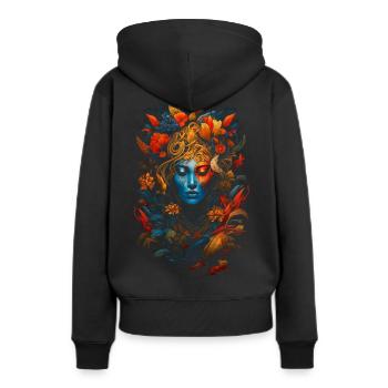 einzigartiger Stil, Blumen, Frauen - Frauen Premium Bio Hoodie - Schwarz - Hinten - Julia (174cm)