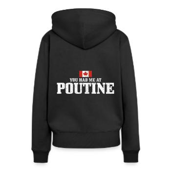 You Had Me At Poutine Canada - Sweat à capuche Premium bio Femme - noir - Dos - Julia (174cm)