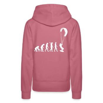 Kitesurfen - Evolution des Menschen, Darwin - Frauen Premium Bio Hoodie - Malve - Hinten - Isabella (175cm)