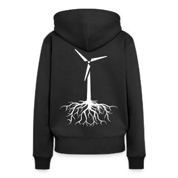 Windkraft - Frauen Premium Bio Hoodie - Schwarz - Hinten - Julia (174cm)