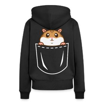 Hamster Bauch - Frauen Premium Bio Hoodie - Schwarz - Hinten - Julia (174cm)
