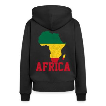 Afrique - Sweat à capuche Premium bio Femme - noir - Dos - Julia (174cm)