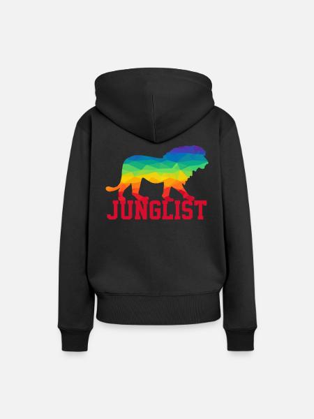 Junglist - Jungle Drum and Bass DnB Lion - Women’s Premium Organic Hoodie - black