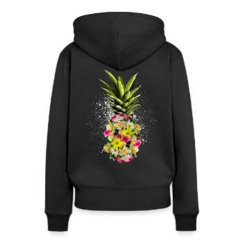 Ananas - Vintage Summer Floral Gift - Sweat à capuche Premium bio Femme - noir - Dos - Julia (174cm)