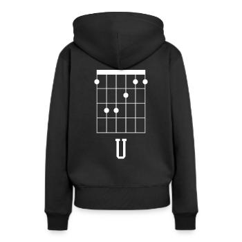 Fuck You - Gitarre F Akkord Gitarrist Geschenk - Frauen Premium Bio Hoodie - Schwarz - Hinten - Julia (174cm)