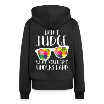 Sensibilisation à l'autisme - Autisme - Sweat à capuche Premium bio Femme - noir - Dos - Julia (174cm)