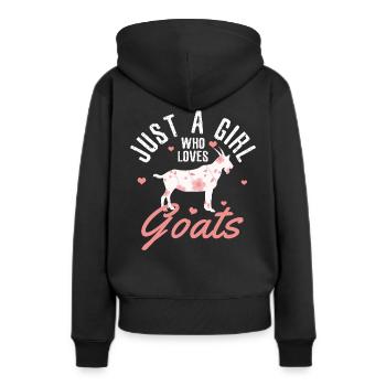 chèvre - Sweat à capuche Premium bio Femme - noir - Dos - Julia (174cm)