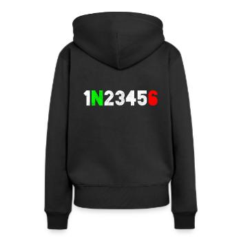 Motorrad - Frauen Premium Bio Hoodie - Schwarz - Hinten - Julia (174cm)