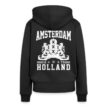 Amsterdam - Sweat à capuche Premium bio Femme - noir - Dos - Julia (174cm)