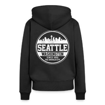 Seattle Washington - Sweat à capuche Premium bio Femme - noir - Dos - Julia (174cm)