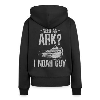 Arche Noah - Christlich Lustig Geschenk - Frauen Premium Bio Hoodie - Schwarz - Hinten - Julia (174cm)
