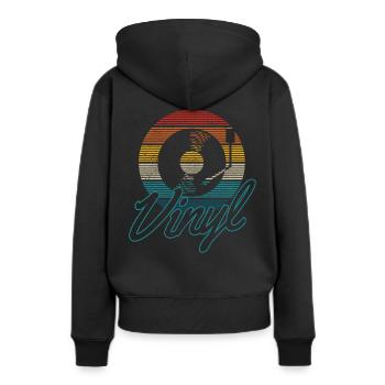 Platine Vinyle Vintage Rétro DJ Record - Sweat à capuche Premium bio Femme - noir - Dos - Julia (174cm)