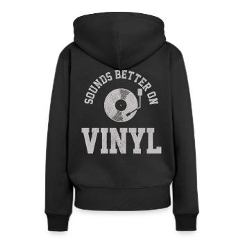 Vinyle - Cadeau de DJ pour platine vinyle vinyle rétro - Sweat à capuche Premium bio Femme - noir - Dos - Julia (174cm)