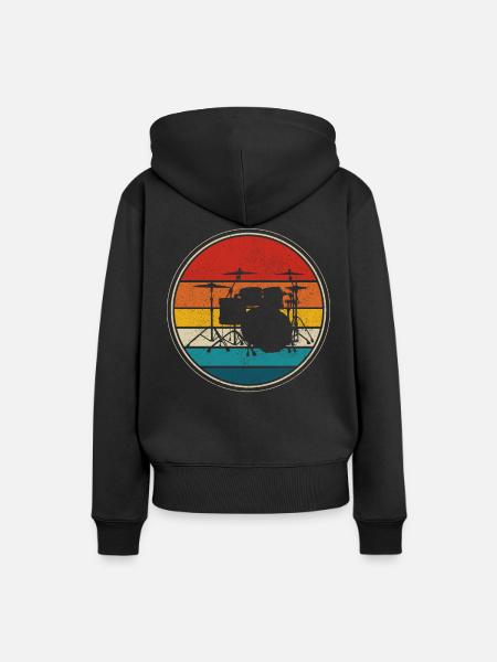 Drums Drummer Vintage Drummer Gift - Sweat à capuche Premium bio Femme - noir
