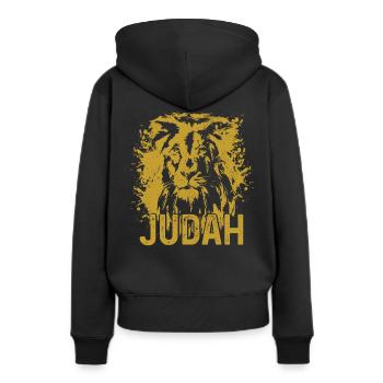 Lion Of Judah Reggae Musik Rastafari Rasta - Frauen Premium Bio Hoodie - Schwarz - Hinten - Julia (174cm)