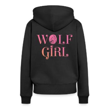 Wolf - Sweat à capuche Premium bio Femme - noir - Dos - Julia (174cm)