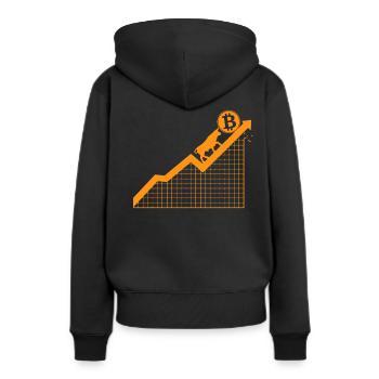 BITCOIN - Sweat à capuche Premium bio Femme - noir - Dos - Julia (174cm)