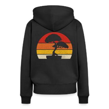 Bonsai - Frauen Premium Bio Hoodie - Schwarz - Hinten - Julia (174cm)