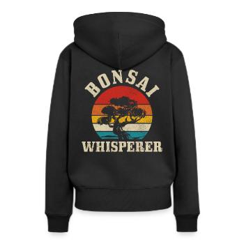 Bonsai - Frauen Premium Bio Hoodie - Schwarz - Hinten - Julia (174cm)
