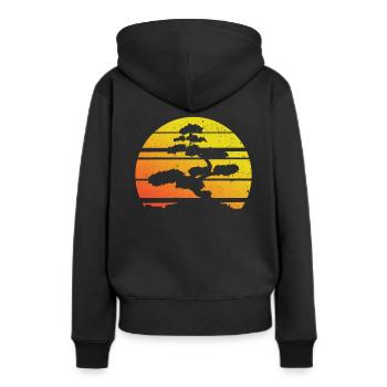 Bonsai - Frauen Premium Bio Hoodie - Schwarz - Hinten - Julia (174cm)